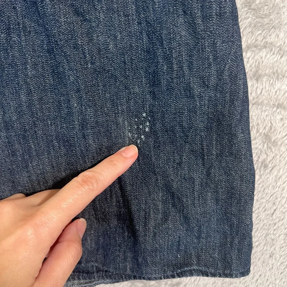 Kate Spade Denim Shirt Dress‎ XS Mid Length Indigo Button Up Dress Long Sleeve